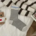 Gray Knit Wool Socks Retro Style Speckled Mid Tube Casual Cozy Warm Winter Socks - ky White & Grey