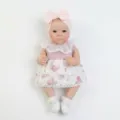Realistic 18-inch Bettie reborn baby doll wearing lace floral dress and pink bow headband - 18 Inch Full Vinyl Doll (Bettie-As Pictured) / Pink Floral