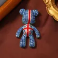 Elegante teddybeer broche met blauwe strass-steentjes en Brits Union Jack ontwerp - Britse Stijl Union Jack Beer (Blauw) / Blauw