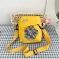 Bolso bandolera amarillo pequeño para mujer con un lindo diseño de flor a cuadros - 16*20*6 / Amarillo