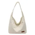 Large capacity cream corduroy tote bag for women, stylish minimalist shoulder bag - 30*29*6 / Milky White