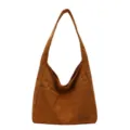 Large capacity brown corduroy tote bag for women featuring a front pocket and wide strap - 30*29*6 / Dark Brown