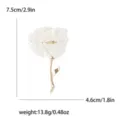 Elegante große weiße Blumenbrosche mit marmorierten Blütenblättern für Mäntel und Anzüge - Weiß