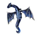 Vintage mythological dragon brooch pin with deep blue enamel and silver toned finish - Blue