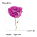 Große modische Blumenbrosche aus Legierung mit lila Harzblütenblättern und Maßen - Dunkellila