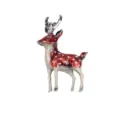 Vintage style red enamel reindeer brooch with white spots for Christmas dress accessories. - Red