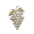 Macro detail of elegant grape brooch with white pearls and sparkling crystals - White