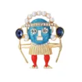 Détail en gros plan d'une broche de chef indien vintage avec émail coloré et cristaux - Broche Chef Indien / Sans Spécification