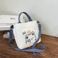 Süße japanische Canvas-Schultertasche mit Bären-Motiv und blauen Trageriemen für Mädchen - 23*23*5 / Stil 1