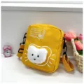 Bolso bandolera de nailon amarillo con diseño de cara de gatito blanco suave - Estilo de Gato de Dibujos Animados (1007dh) / Amarillo