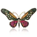 Exquisite vintage butterfly brooch featuring colorful crystal rhinestones macro detail - Style 10