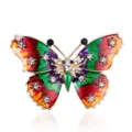 Vintage style colorful enamel butterfly brooch with crystal rhinestones on white background - Style 1