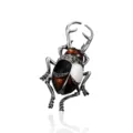 Exquisite vintage beetle brooch with brown enamel and sparkling rhinestone accents - Long Antennae 3