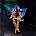 Classic vintage Baroque style parrot brooch with vibrant colorful enamel finish for suits - Enamel Parrot (B14)