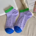 Dopamine candy color hollow breathable short women socks low cut cute daily casual socks - One Size (35-40) / Purple