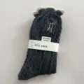 Graue Woll-Mittelsocken für Damen, warme Strick-Socken mit süßer Schleife und Rüschenrand. - Einheitsgröße (34-40) / Spitze mit Schleife Dunkelgrau