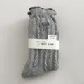 Graue Wollwadenstrümpfe für Damen mit süßer Schleifenstickerei und kuscheligem Thermo-Strick. - Einheitsgröße (34-40) / Spitze mit Schleife Hellgrau