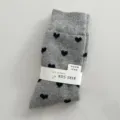 Grey wool mid-calf socks with black heart pattern for cozy and warm winter daily wear. - One Size (34-40) / Heart Grey