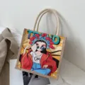 Modische Jute-Tasche mit farbenfrohem chinesischem Opern-Mädchen-Graffiti-Kunst-Druck - Brille