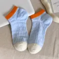 Dopamine style women short socks light blue hollow breathable candy color cute boat socks - One Size (35-40) / Light Blue