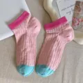 Women cute candy color short socks breathable hollow mesh summer ankle socks new style - One Size (35-40) / Pink