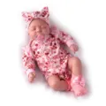 Lifelike 19-inch reborn baby doll wearing a cute pink floral outfit and a bow headband - 48cm Cloth Body / Pink Floral