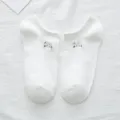 Witte dames enkelsokken met schattig schapenborduurwerk voor lente en zomerseizoen - Eén Maat (34-39) / Wit