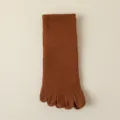 Solid brown five-toe yoga socks non-slip fitness pilates mid-tube sports socks for women - One Size (34-40) / Rust Red