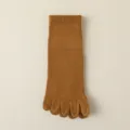 Brown five-toe anti-slip yoga socks for women, professional mid-calf sports pilates socks - One Size (34-40) / Turmeric