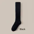 Soft winter warm black coral fleece long tube sleeping socks for women home wear - One Size (35-42) / Black
