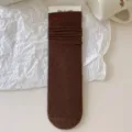 Brown ribbed mid-tube socks for women, anti-pilling high elastic cotton daily wear. - Parent-Child Socks (For Kids and Adults) / Light Coffee