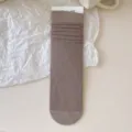 Korean style brown ribbed mid tube cotton socks for women autumn winter warm hosiery - Parent-Child Socks (For Kids and Adults) / Elephant Gray