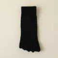 Black five toe yoga socks women non slip athletic pilates socks mid tube solid color - One Size (34-40) / Black