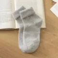 Chaussettes mi-tubes épaisses en cachemire d'hiver, chaussettes unies chaudes pour femmes. - Taille Unique (35-40) / Gris clair
