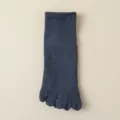 Chaussettes de yoga cinq doigts uni mi-haute antidérapantes fitness sport pilates - Taille Unique (34-40) / Bleu Marine