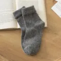 Chaussettes d'hiver épaisses grises duveteuses, style collège unicolore cachemire chaudes. - Taille Unique (35-40) / Gris foncé