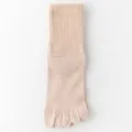 Einfarbige Zehensocken Damen Baumwolle Wadenhoch Anti Pilling Alltags Socken Hautfarben - Einheitsgröße (35-40) / Khaki