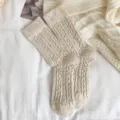 Chunky knit wool mid-calf socks for women, warm winter cable knit casual hosiery. - One Size (34-40) / Off White