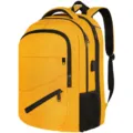 Detailansicht gelber Laptop Rucksack mit USB-Anschluss und hochwertigen Zippern - Gelb