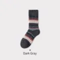 Vintage-Ethno-Stil Fair Isle extra dicke warme Wollsocken in dunkelgrauer Farbvariante - Einheitsgröße / Dunkelgrau