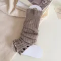 Cozy knitted leg warmers for women autumn winter fashion button design warm covers - One Size / Light Coffee
