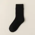 Dames zwarte dikke wol winter sokken effen kleur thermische badstof warme sokken - 35% wol (maat 34-40) / Zwart