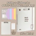 Luxe professionele roomwitte A4-ordnerset met klembord en 4 documentenmappen - Crèmewit (Map + Klembord) + 4 Gekleurde Zakken