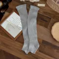 Grey ribbed leg warmers for women in stylish vintage aesthetic - One Size / Light Gray