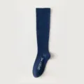 Professionelle dunkelblaue Kompressions-Kniestrümpfe für Damen mit weißem Schriftzug-Detail - Einheitsgröße / Marineblau
