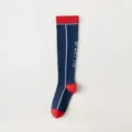 Calze sportive a compressione blu navy con dettagli rossi e scritta bianca SPORT ME. - Taglia unica / Rosso