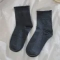 Damen einfarbige dunkelgraue kurze Socken lässig bequeme Rollrand Basic Alltag Baumwollsocken - Einheitsgröße (34-40) / Dunkelgrau