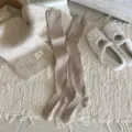 Damen gemusterte gerippte Overknee Strümpfe Winter warme Strick Stiefelsocken Mode Socken - Einheitsgröße (35-41) / Hellbraun
