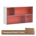 Organizador de escritorio rojo transparente con 4 cajones para papelería y oficina - 1 Pieza / Rojo Transparente