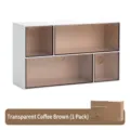 Caja de almacenamiento de escritorio minimalista con cajones para papelería café - 1 Pieza / Ámbar